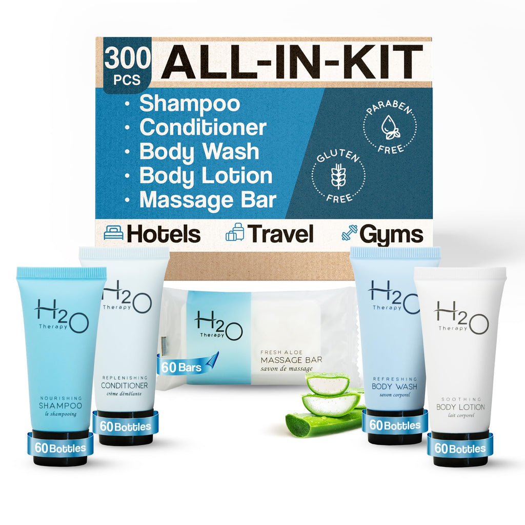 Terra Pure H2O Therapy Hotel Amenities Bulk Set – 300 Travel-Size Toiletries