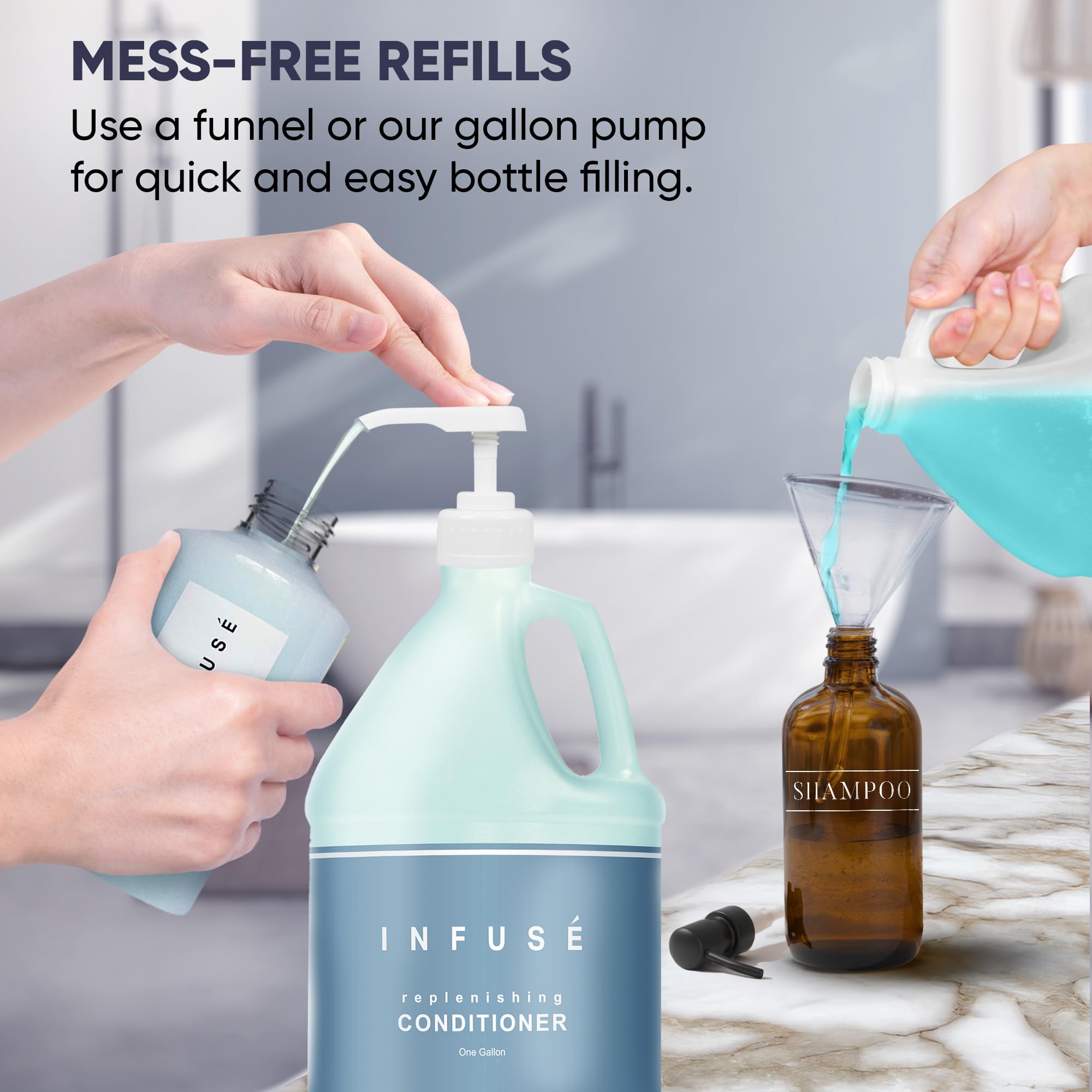 Terra Pure H2O Tropical Infuse Gallon Set & Dispenser — Hotel-Grade Shampoo, Conditioner & Body Wash