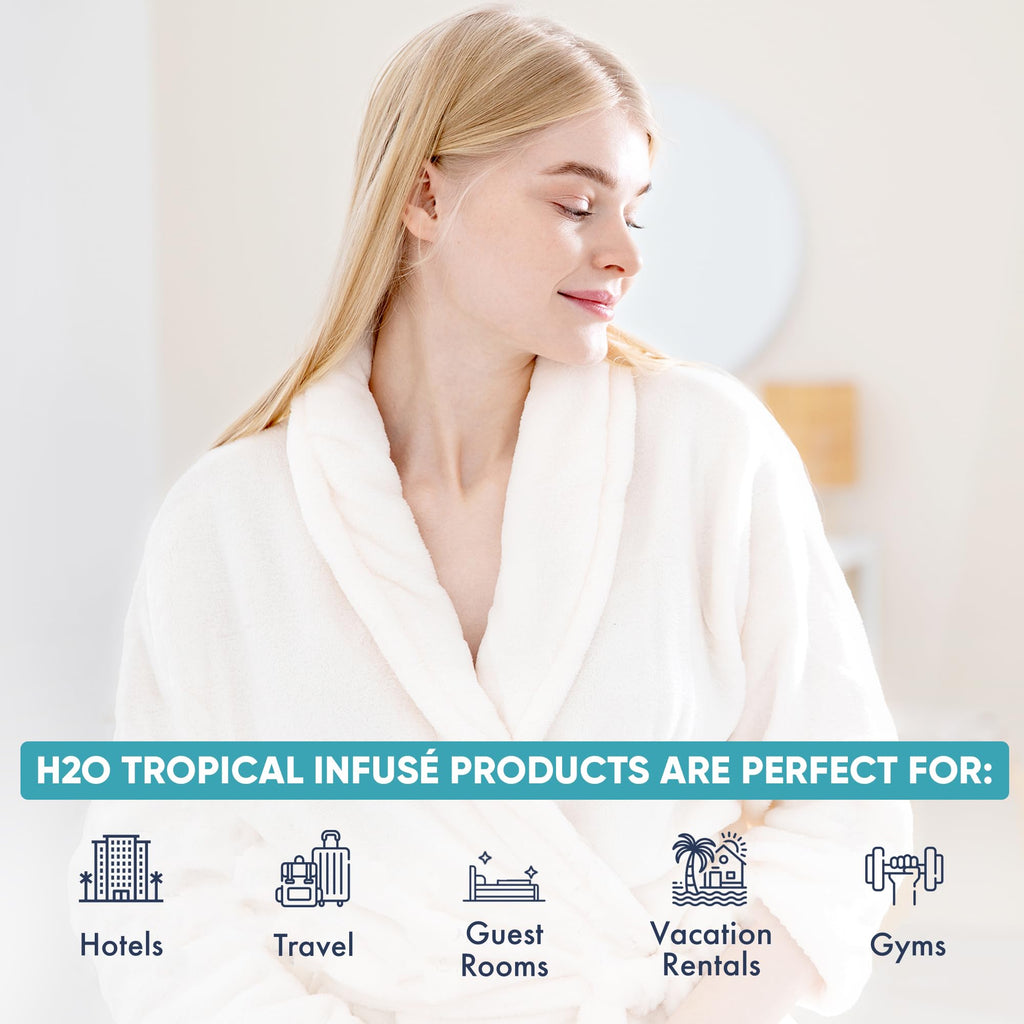 Terra Pure H2O Tropical Infuse Gallon Set & Dispenser — Hotel-Grade Shampoo, Conditioner & Body Wash