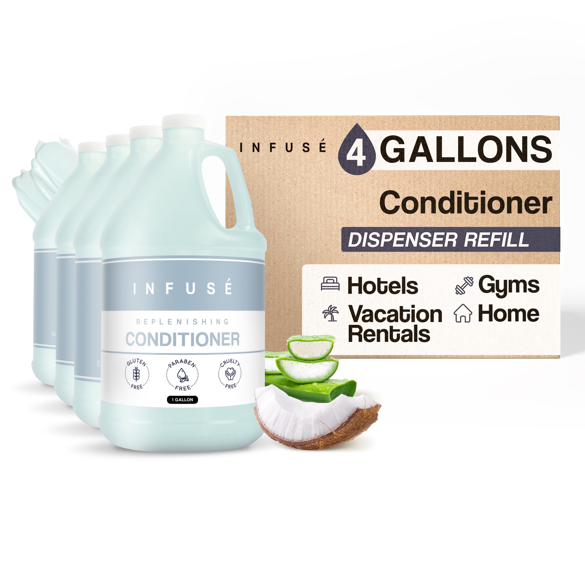 Terra Pure Infuse Hotel Conditioner | 1 Gallon (Set of 4) for Refill Dispensers