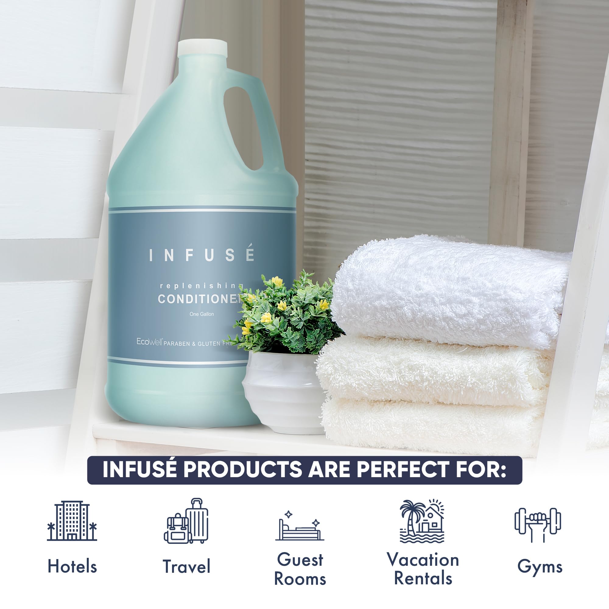 Terra Pure Infuse Hotel Conditioner | 1 Gallon (Set of 4) for Refill Dispensers