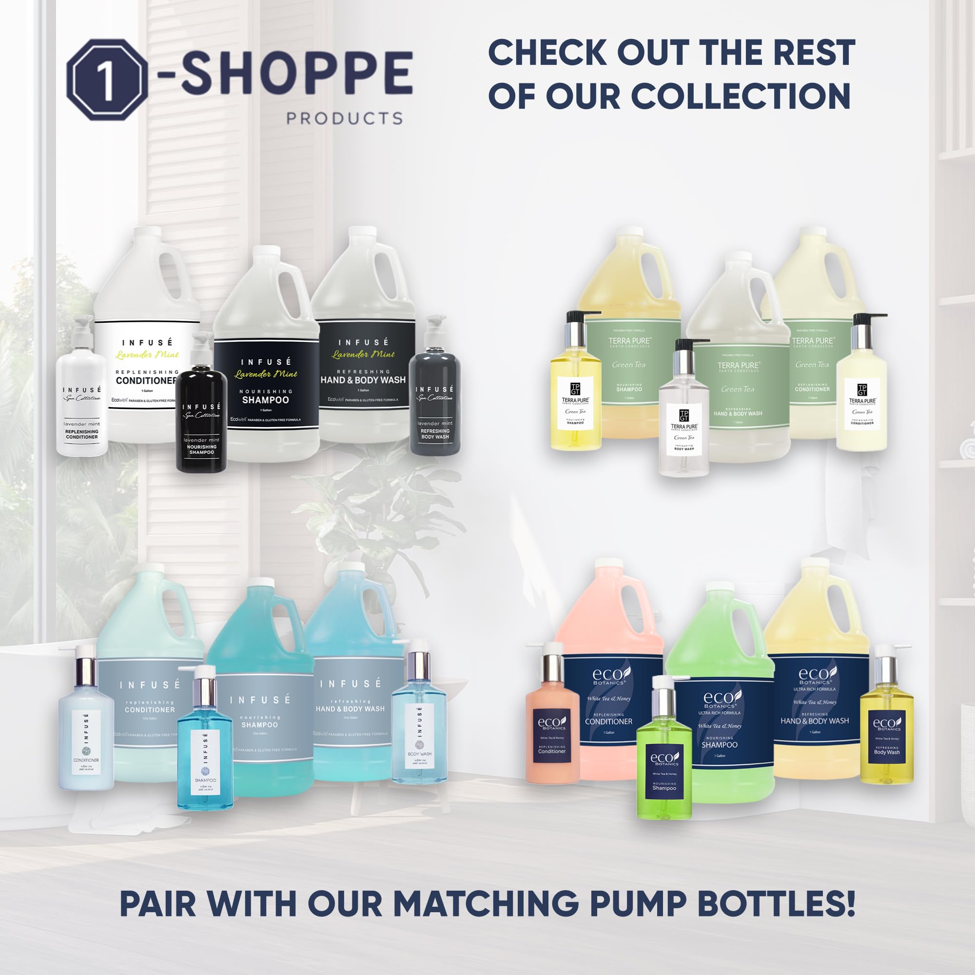 Terra Pure Infuse Hotel Shampoo - 1 Gallon (Set of 4) for Refill Dispensers