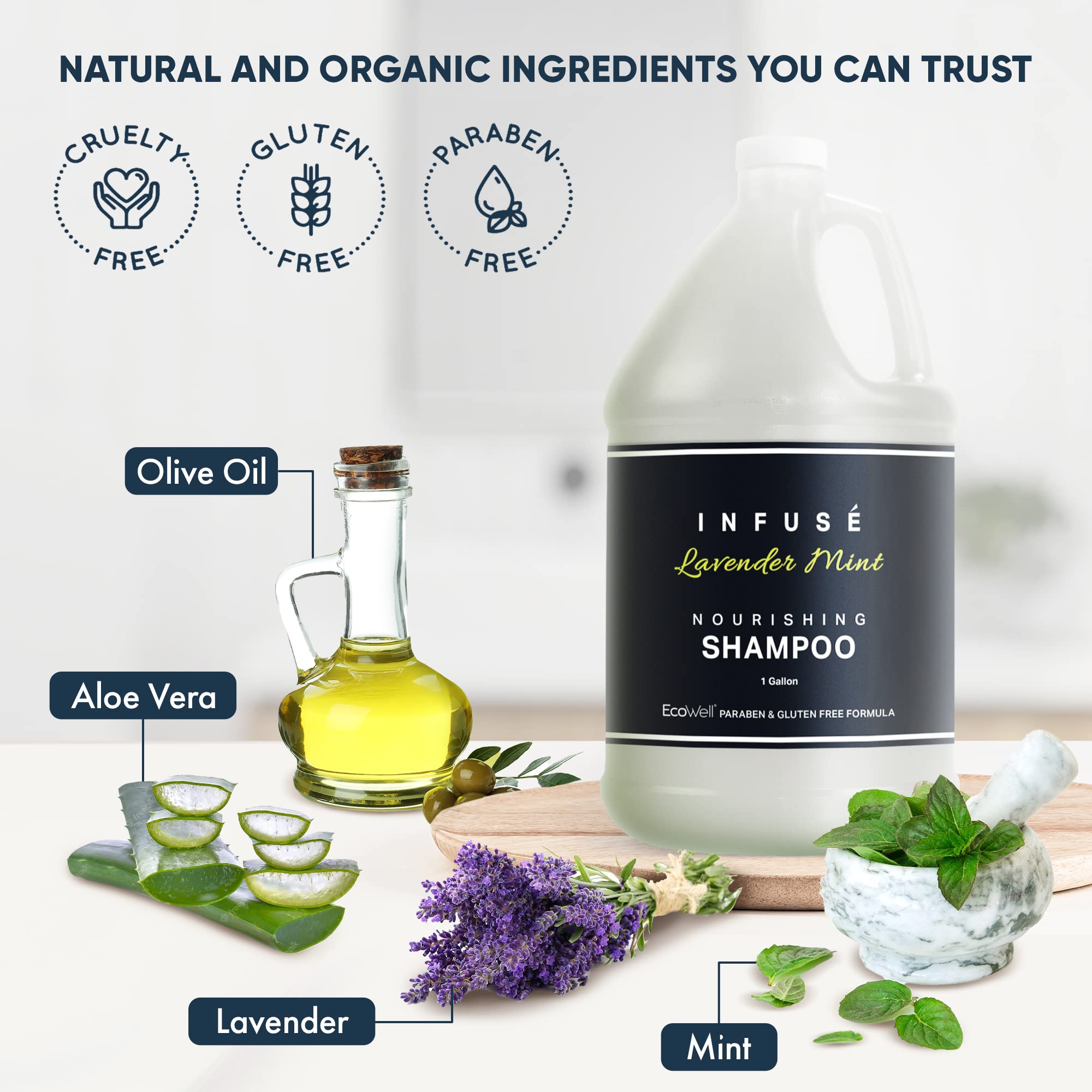 Terra Pure Infuse Lavender Mint Hotel Shampoo | 1 Gal Refill for Dispensers | Hospitality