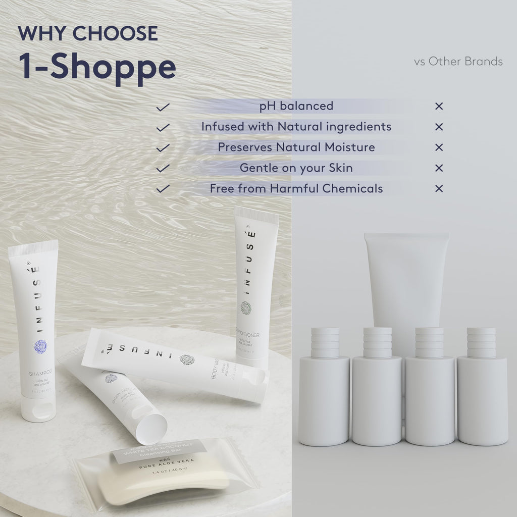 Terra Pure Infuse White Tea & Coconut Hotel Toiletries Bulk Set – 150 Travel-Size Pieces for Airbnb & Hotels