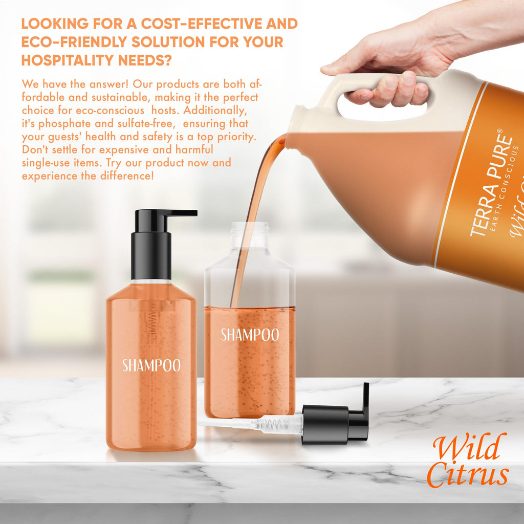 Terra Pure 1-Gallon Shampoo | Luxury Hotel Toiletry Bulk (128 oz) | Refill Dispensers