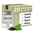 Terra Pure Travel Size Hotel Body Wash – 20 x 1oz Bottles, Green Tea, Aloe & Olive Oil