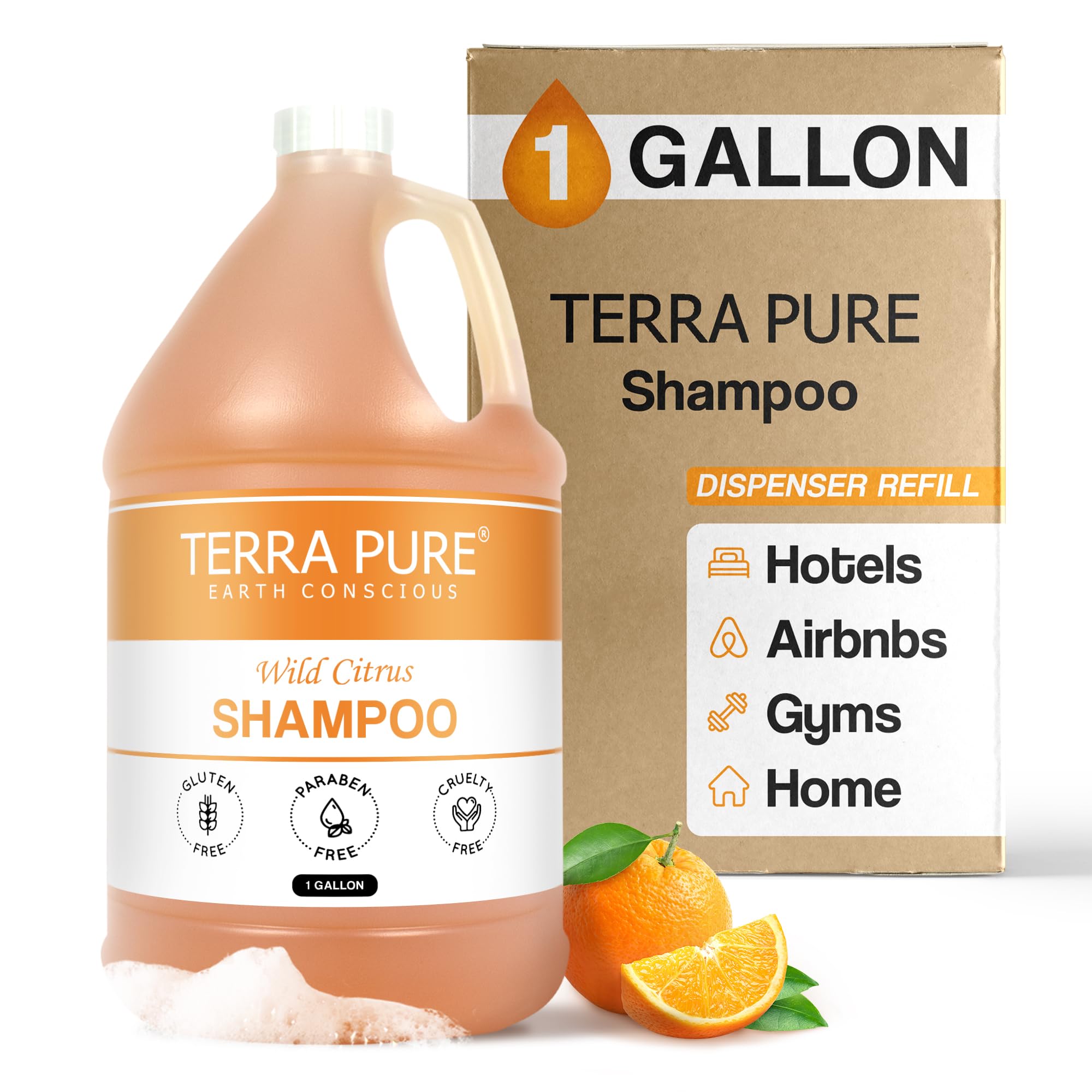 Terra Pure 1-Gallon Shampoo | Luxury Hotel Toiletry Bulk (128 oz) | Refill Dispensers