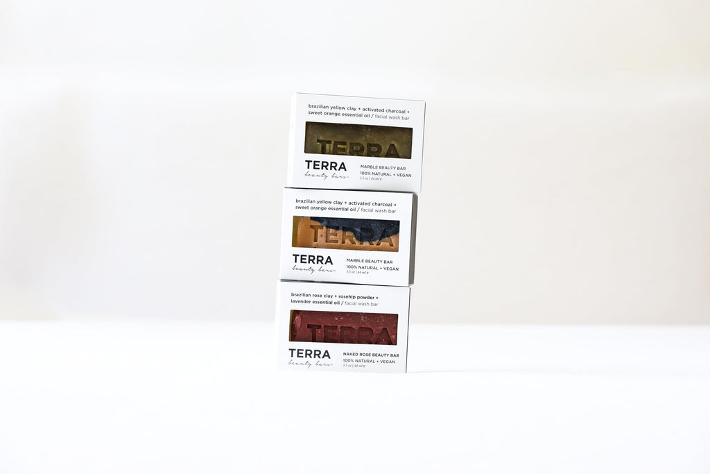 Terrabeautybars Marble Beauty Bar – Solid Facial Cleanser with Brazilian Clay & Charcoal