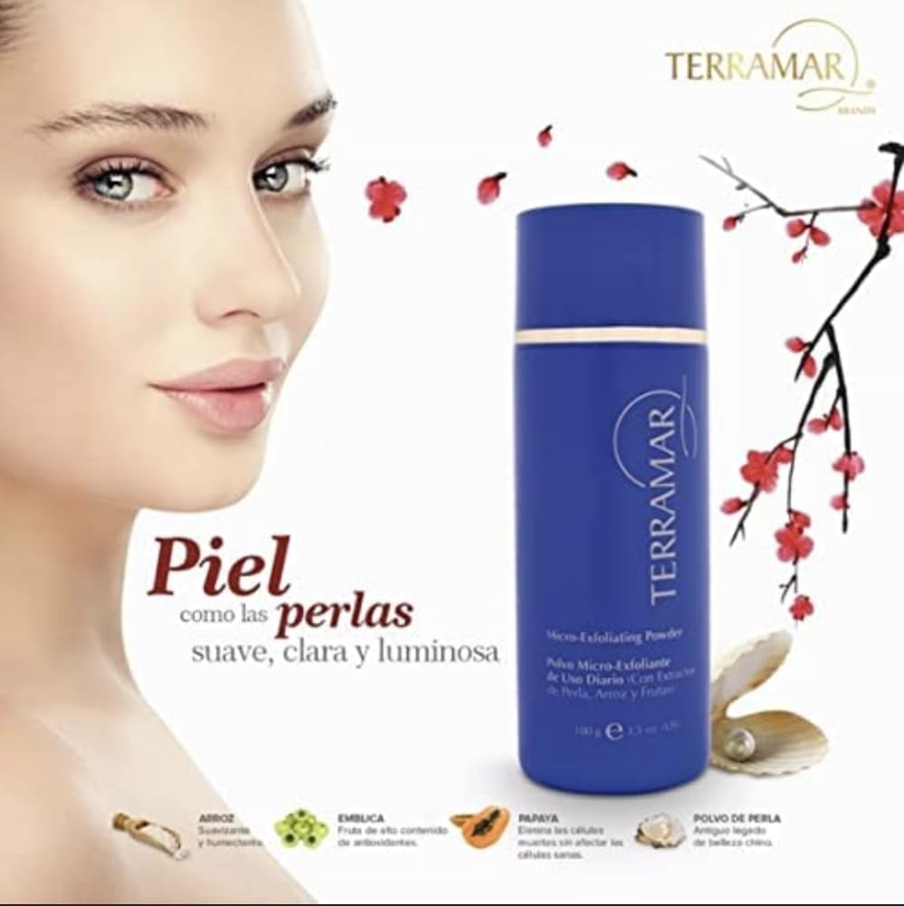 Terramar Micro-Exfoliating Powder - Gentle Daily Facial Exfoliator with Pearl, Rice & Fruit Extracts