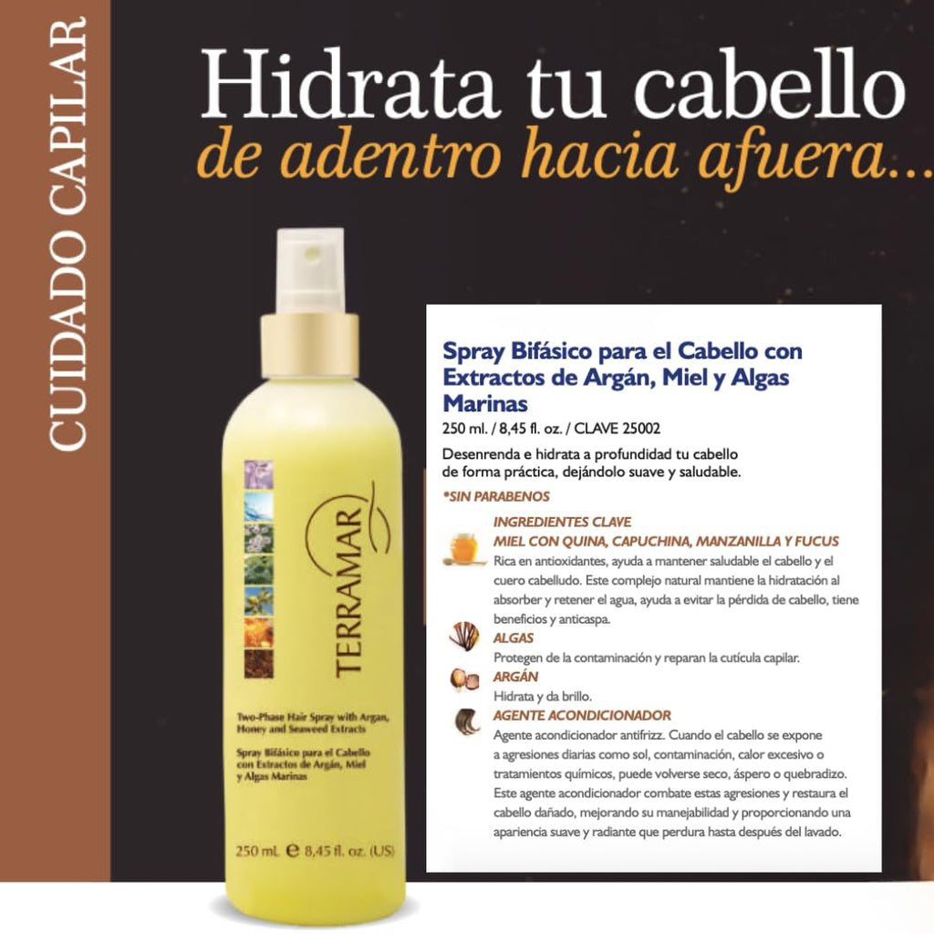Terramar Two-Phase Hair Spray with Argan, Honey & Seaweed – 8.45 fl oz