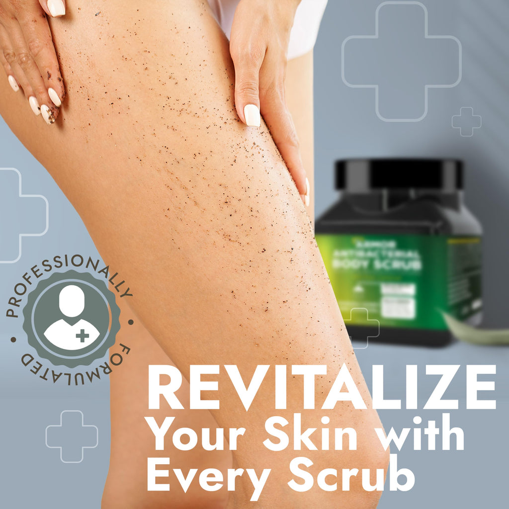 Terramed Just Think Comfort Antibacterial Body Scrub – Manuka Honey & Charcoal, Deep Cleansing & Exfoliation, 16 oz