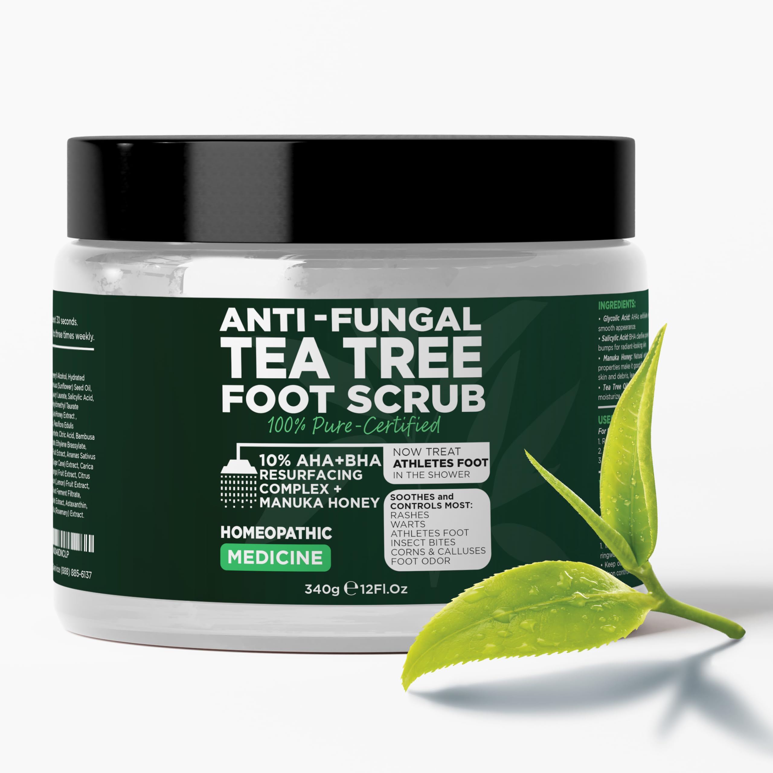 Terramed Just Think Comfort Foot Scrub with Tea Tree Oil – Exfoliating Callus Remover for Feet