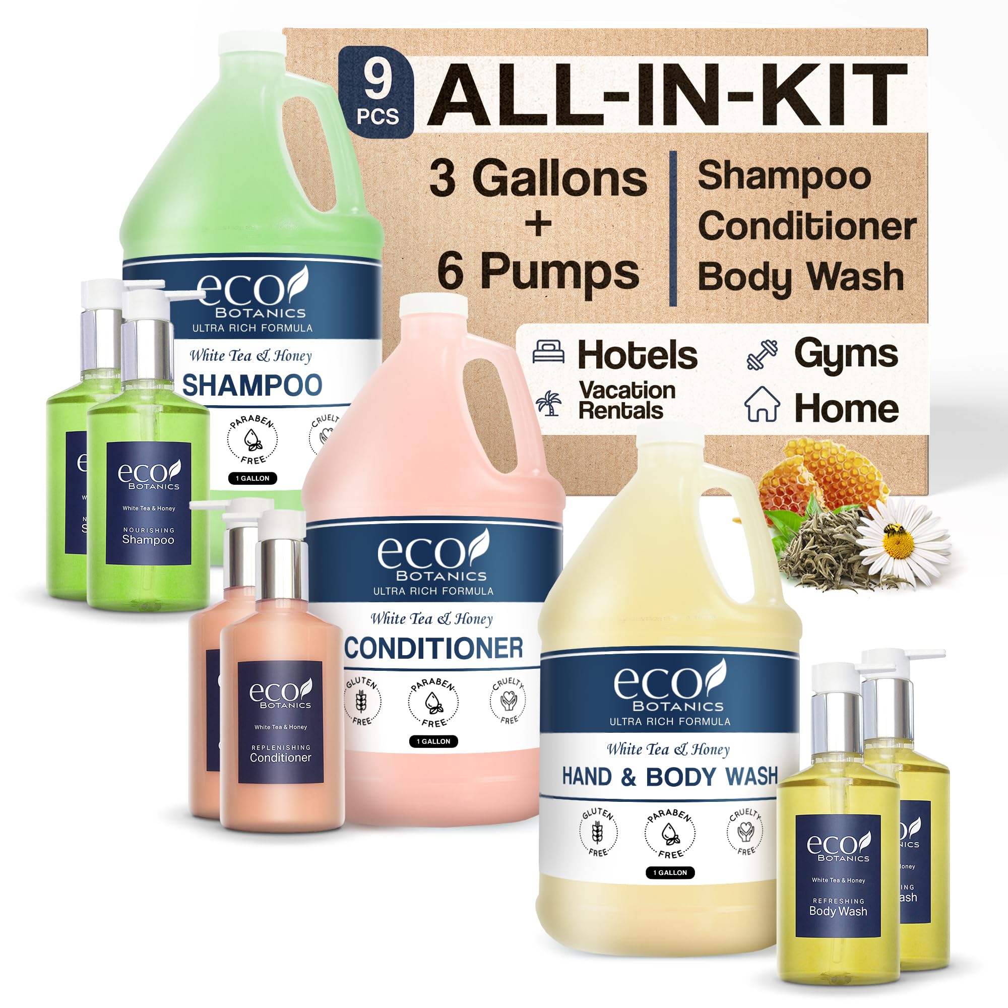 Terra Pure Eco Botanics Gallon & Dispenser Set | Hotel Amenities Kit
