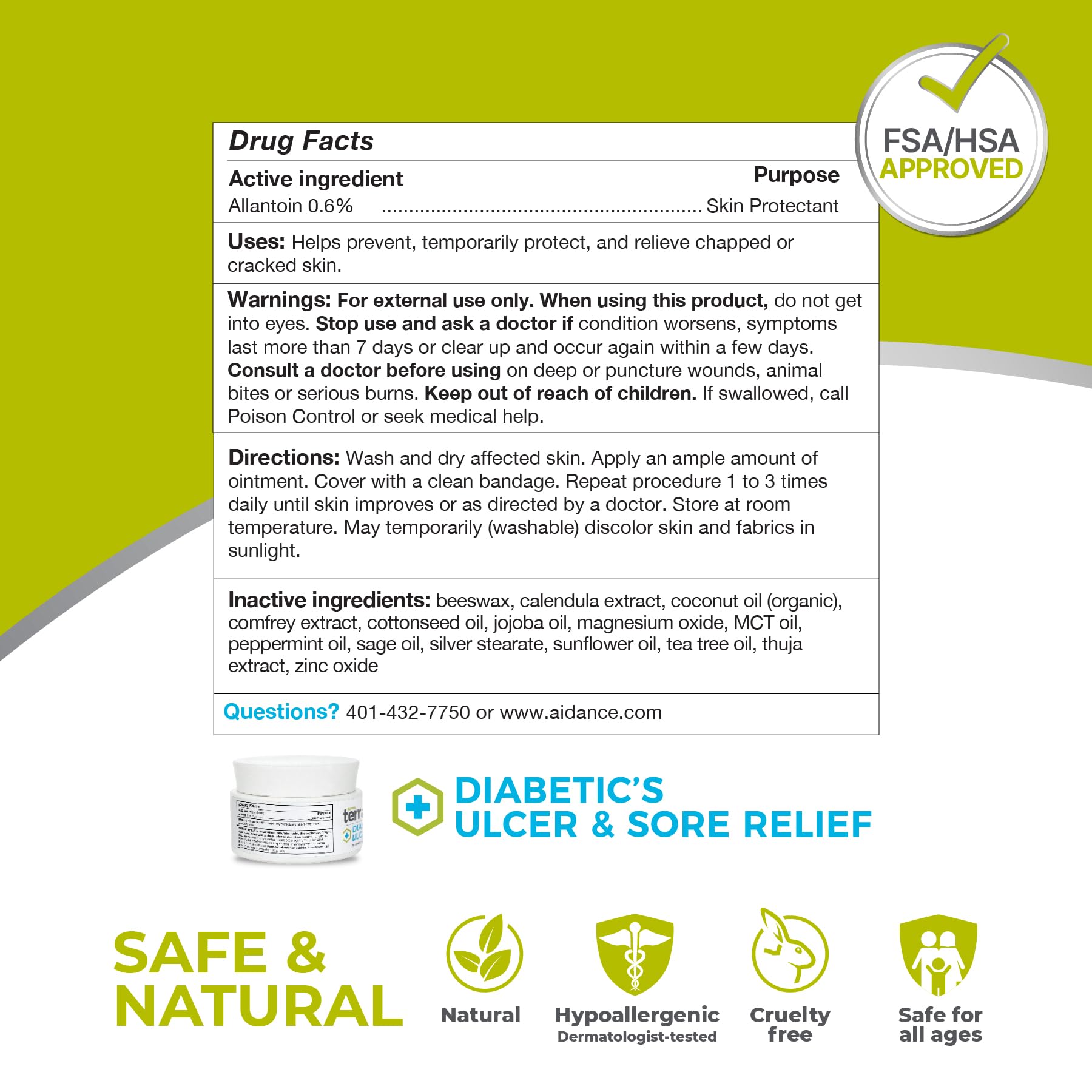 Terrasil Foot Ulcer Cream & Sore Relief – Natural Healing (1.5 oz)