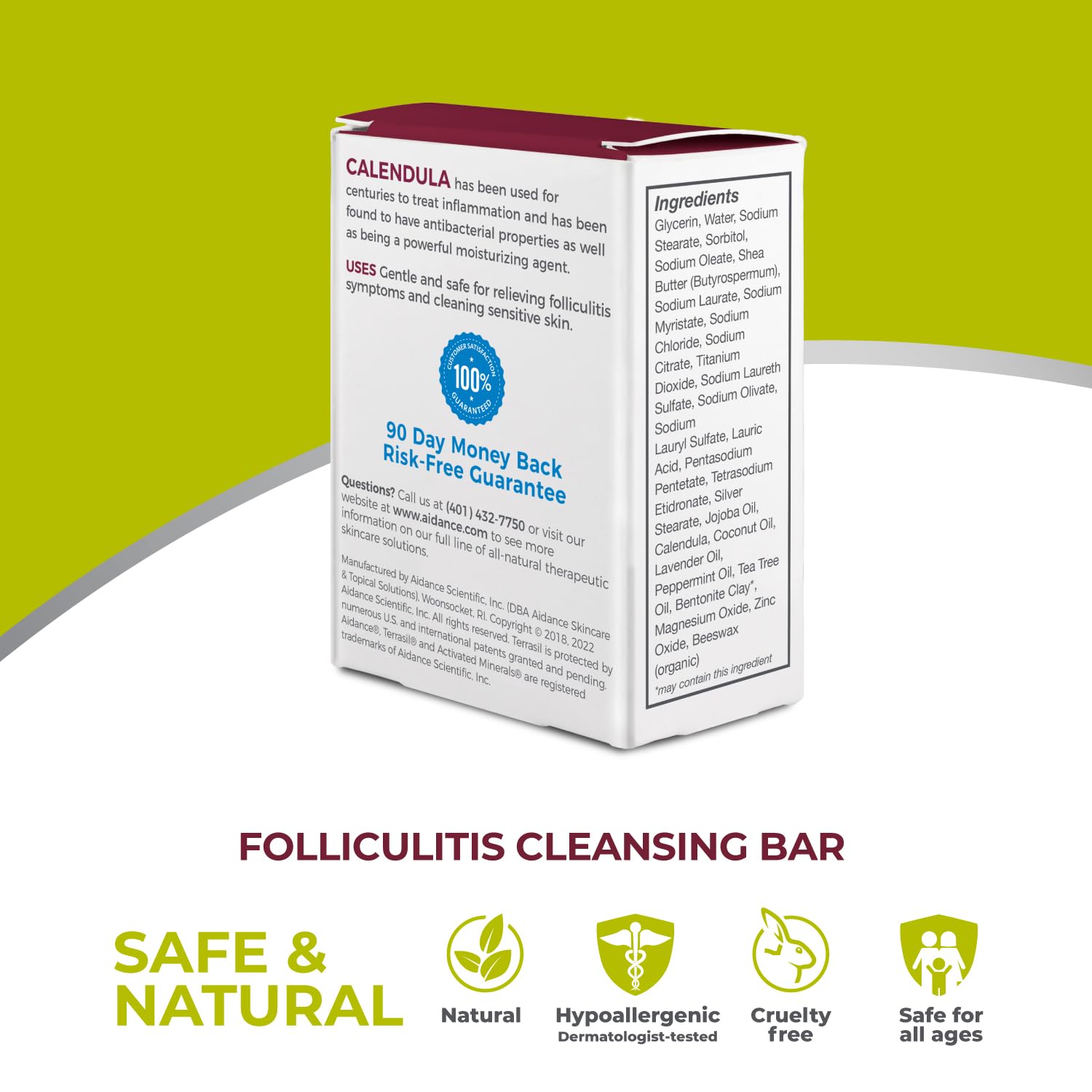 Terrasil Folliculitis Soap – All-Natural Calendula Cleansing Bar (75g, 3-Pack)