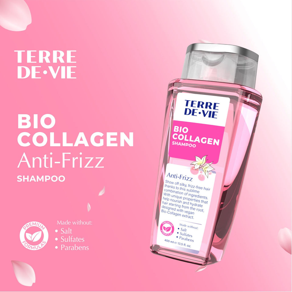 Terre De Vie Bio Collagen Shampoo – Plant-Based Frizz Control & Deep Hydration (Sulfate & Paraben-Free)