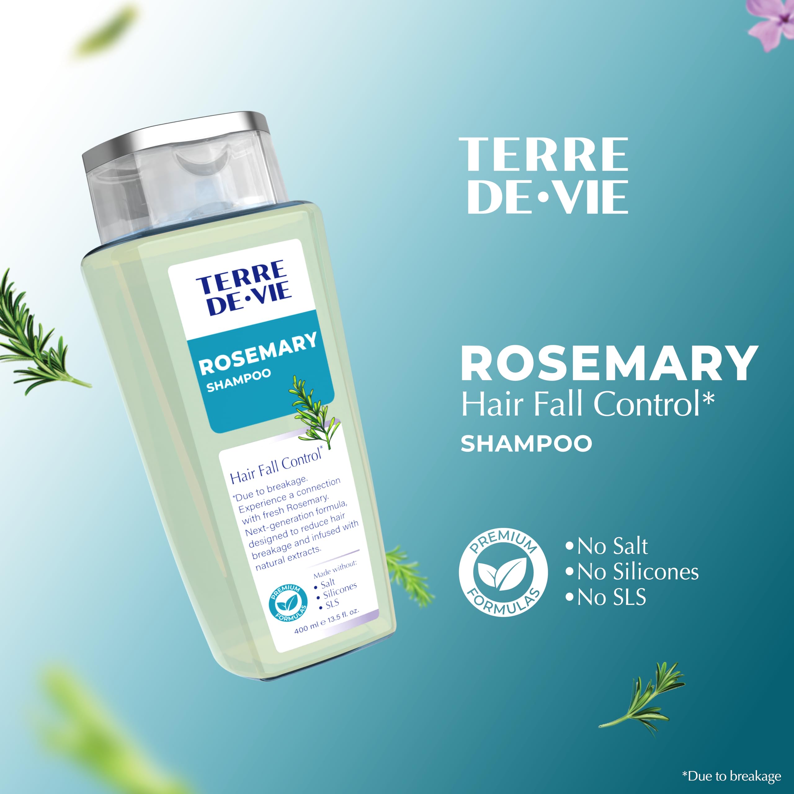 Terre De Vie Rosemary Shampoo – Strengthen & Hydrate with Natural Oils | SLS & Paraben-Free