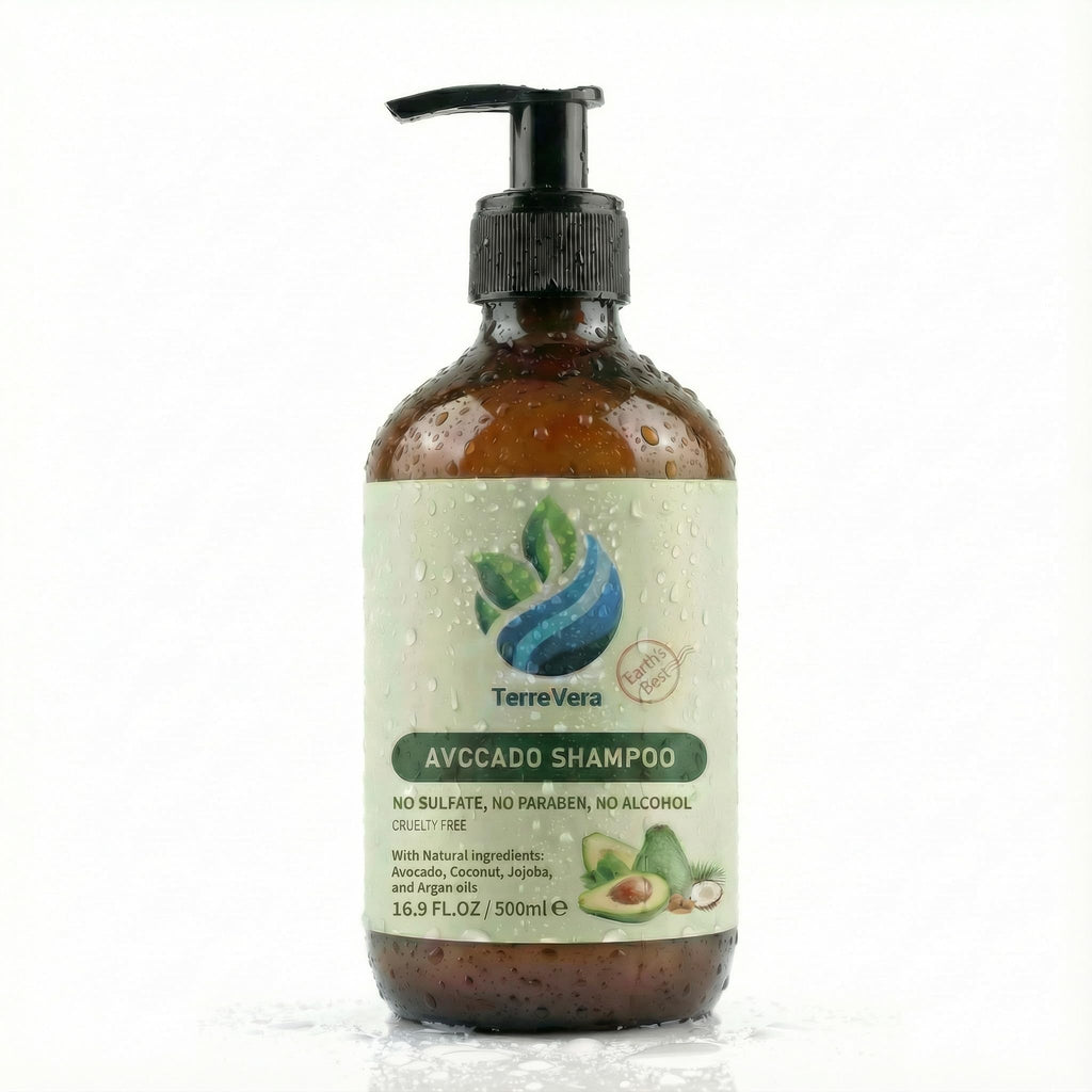 TerreVera Avocado Shampoo – Salon-Quality Hydration with Avocado, Argan, Coconut & Jojoba Oils – Sulfate & Paraben Free – 16.9 fl oz