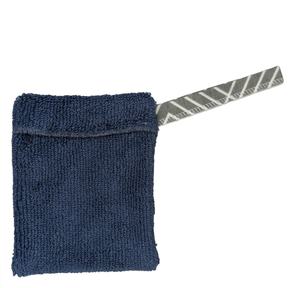 Terry Cloth Soap Holder – Soapie, Soap On A Rope, Reusable 2 Pack (Dark Blue)