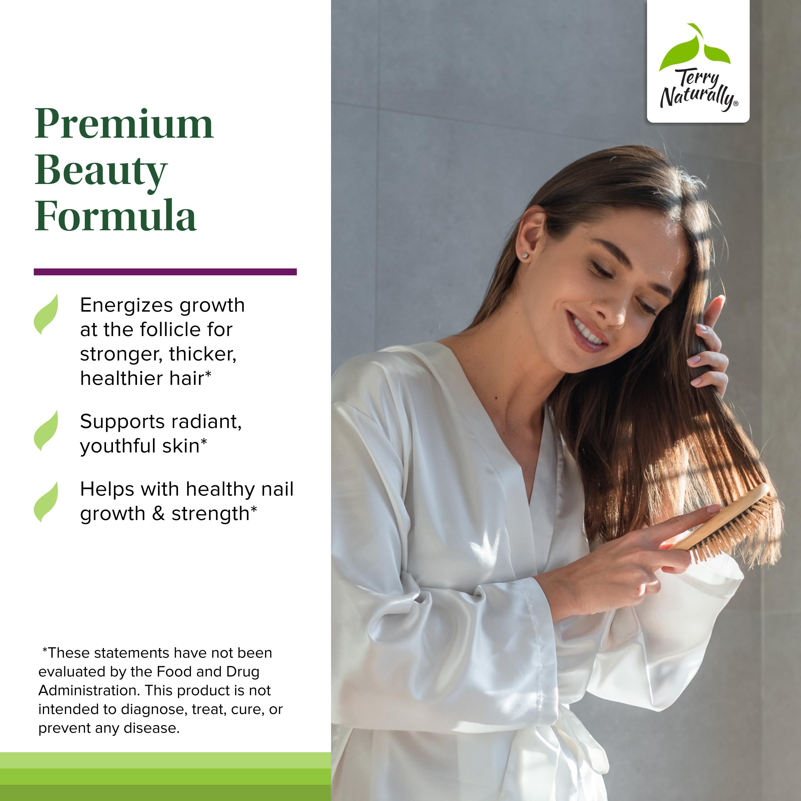 Terry Naturally Hair, Skin & Nail Essentials – Biotin & Aronia Berry Extract (60 Softgels)