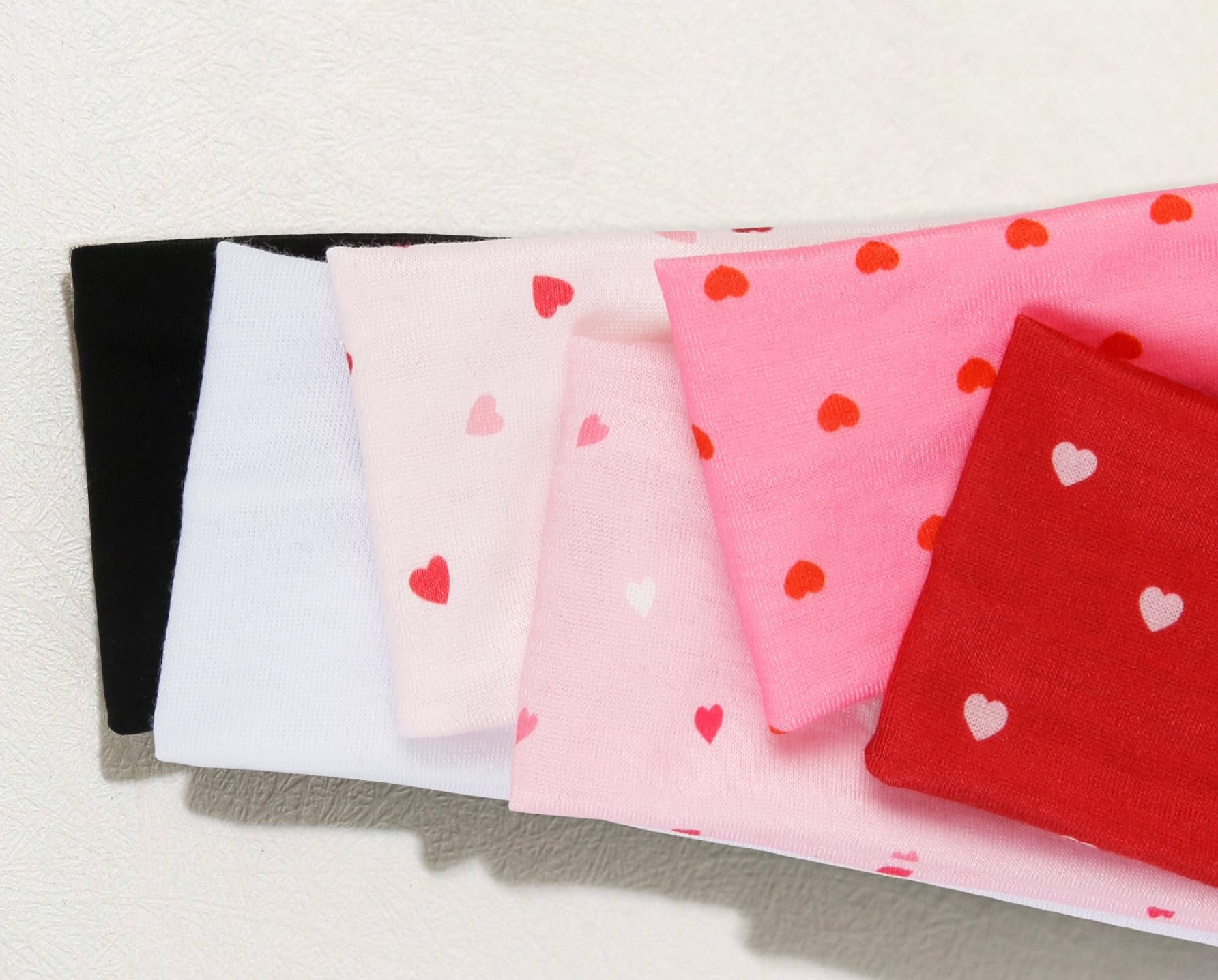 TERSE Valentine's Day Headbands for Women - 6-Piece Heart Print Set | Cute Red & Pink Hair Accessories