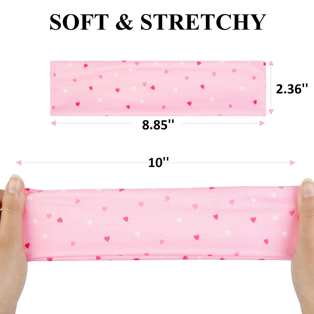 TERSE Valentine's Day Headbands for Women - 6-Piece Heart Print Set | Cute Red & Pink Hair Accessories