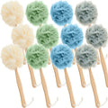 12 Pcs Tessco for you Loofah on a Stick Back Scrubber with Long Handle – Shower Bath Brush Set