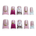 Tesytto Press On Nails | Short Duck Nails with 3D Floral & French Tip