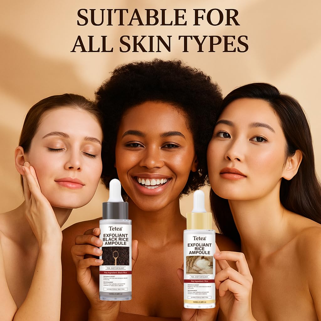 Tetea Peel Shot Glow Rice Ampoule Duo – White & Black Rice Hydrating Facial Serum (6.76 fl oz total)