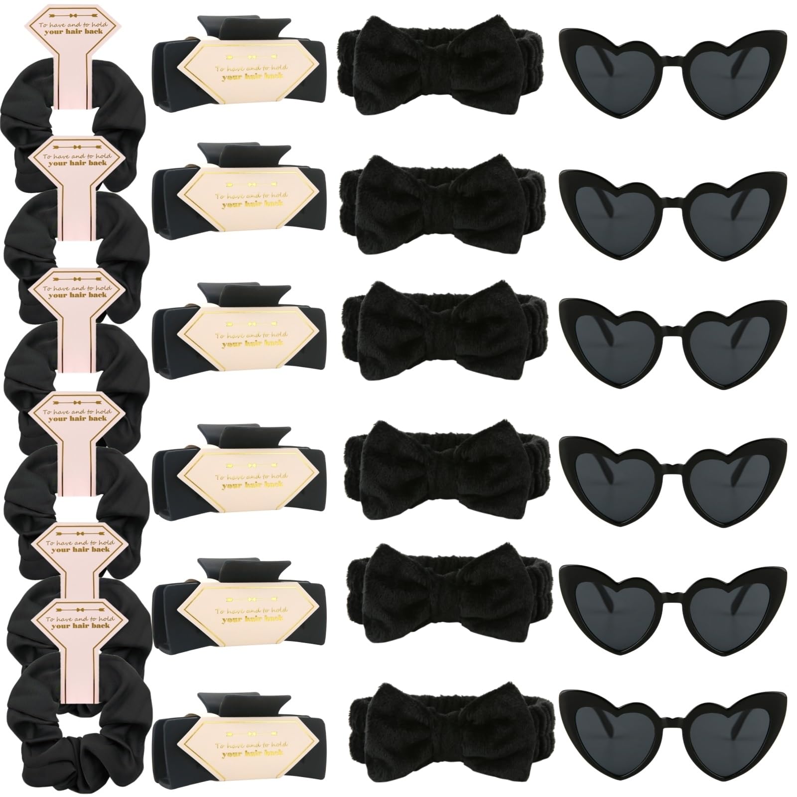 Tethzeng Bridesmaid Gift Set – 4.1in Hair Claws, Heart Sunglasses, Scrunchies & Headband