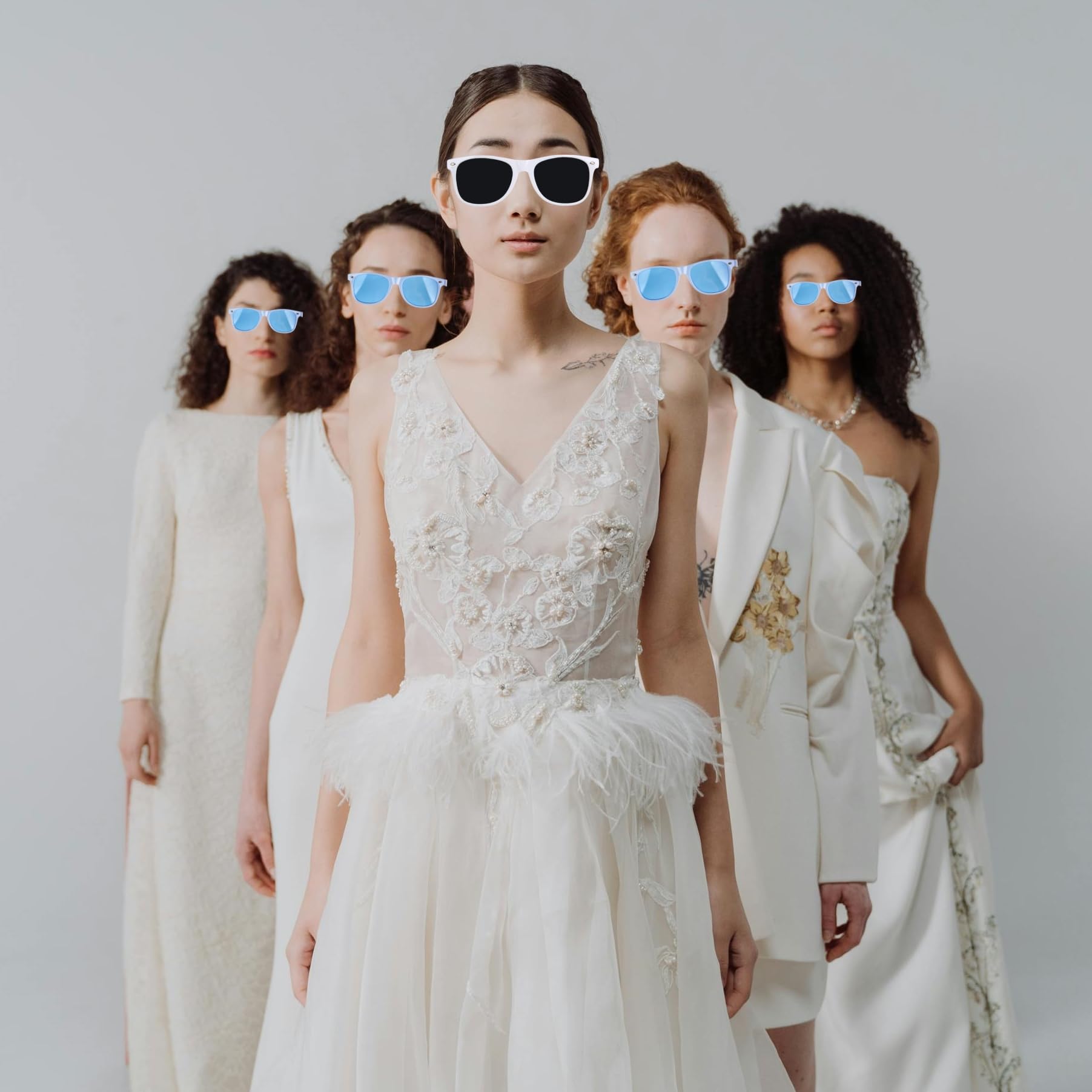 Tethzeng Bridesmaid Gift Set – 4.1in Hair Claws, Heart Sunglasses, Scrunchies & Headband