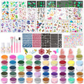 TEUVO Kids Glitter Tattoo Kit – 50 Colors, 177 Stencils, 25 Pattern Stickers