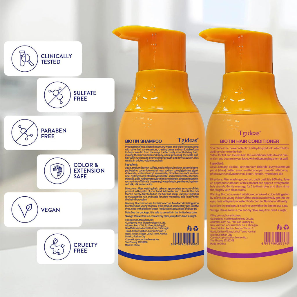 Tgideas Biotin Shampoo & Conditioner Set for Thinning Hair – Thickening & Strengthening Duo (2x13.53 oz)