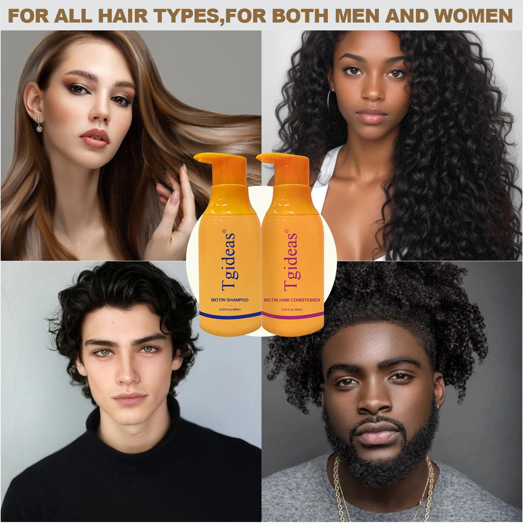 Tgideas Biotin Shampoo & Conditioner Set for Thinning Hair – Thickening & Strengthening Duo (2x13.53 oz)