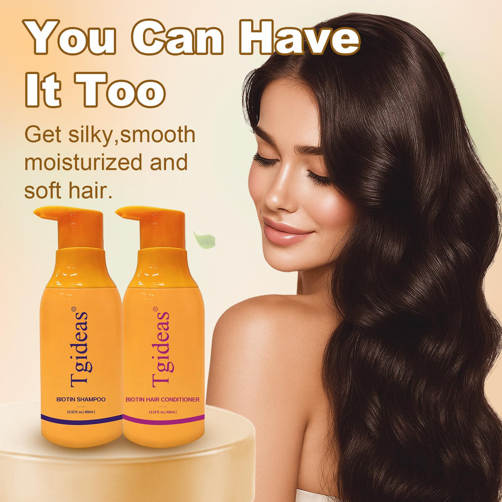 Tgideas Biotin Shampoo & Conditioner Set for Thinning Hair – Thickening & Strengthening Duo (2x13.53 oz)