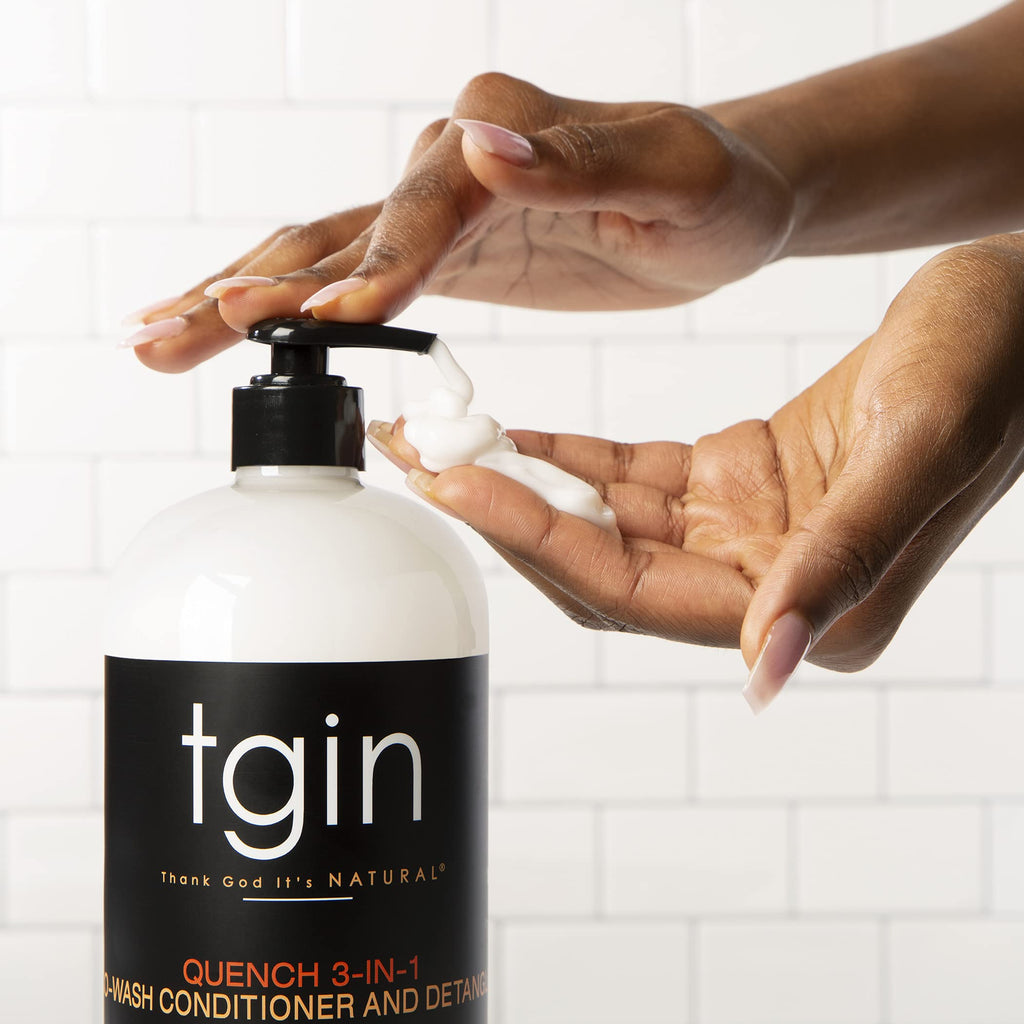 tgin Quench 3-in-1 Co-Wash Conditioner & Detangler for Curly Hair – Shea Butter & Almond Oil (13 oz)