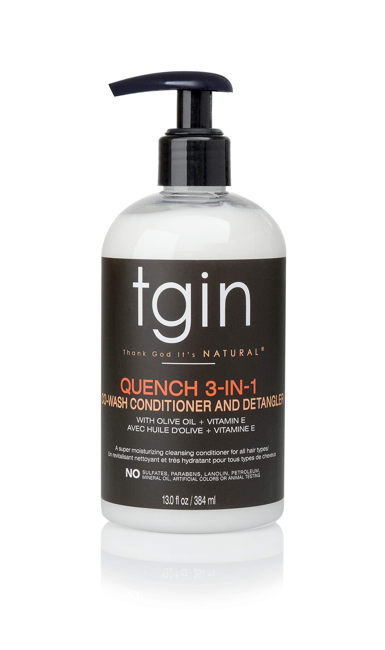 tgin Quench 3-in-1 Co-Wash Conditioner & Detangler for Curly Hair – Shea Butter & Almond Oil (13 oz)