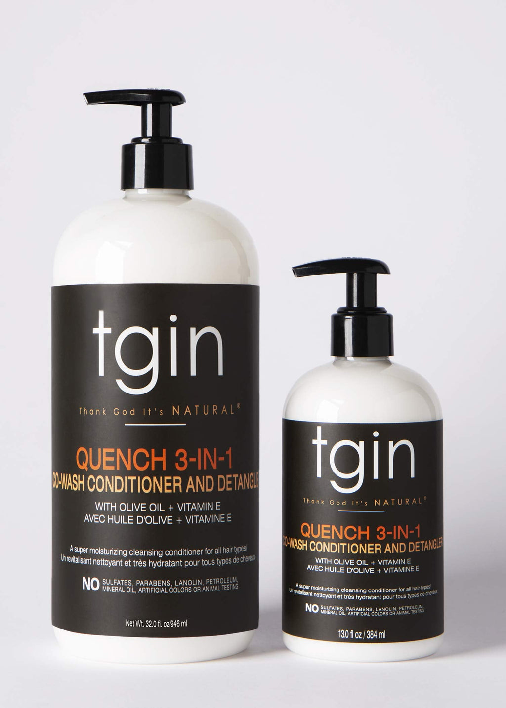 tgin Quench 3-in-1 Co-Wash Conditioner & Detangler for Curly Hair – Shea Butter & Almond Oil (13 oz)