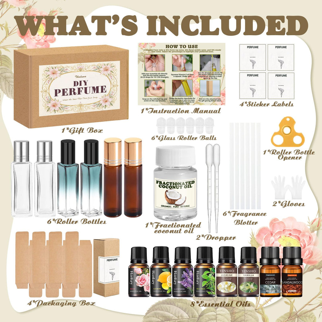 Thaluna Roll-On Perfume Kit – DIY Fragrance Set for Women