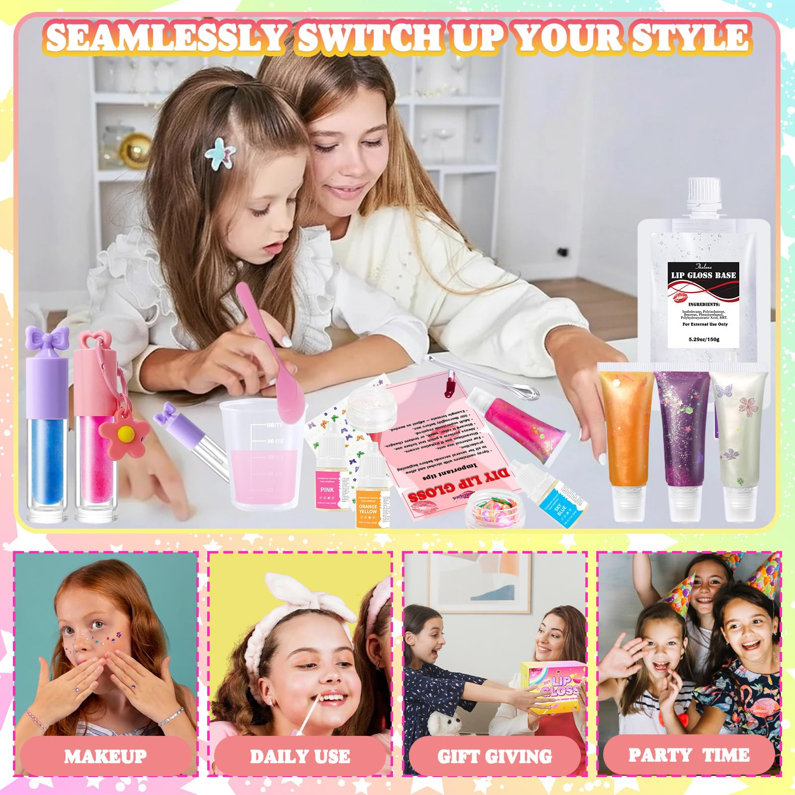 Thaluna Lip Gloss Making Kit – DIY Lip Gloss Set for Teens & Kids | Hydrating, Glittery Fun