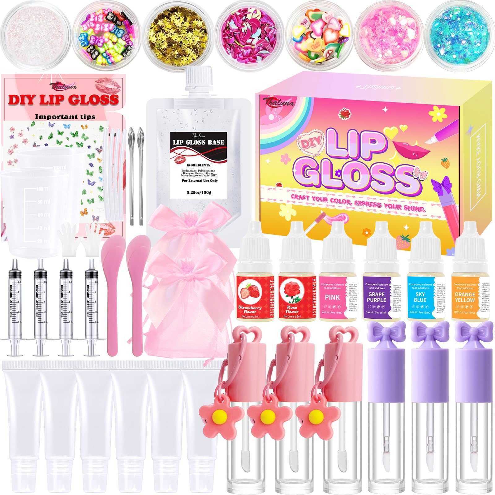 Thaluna Lip Gloss Making Kit – DIY Lip Gloss Set for Teens & Kids | Hydrating, Glittery Fun
