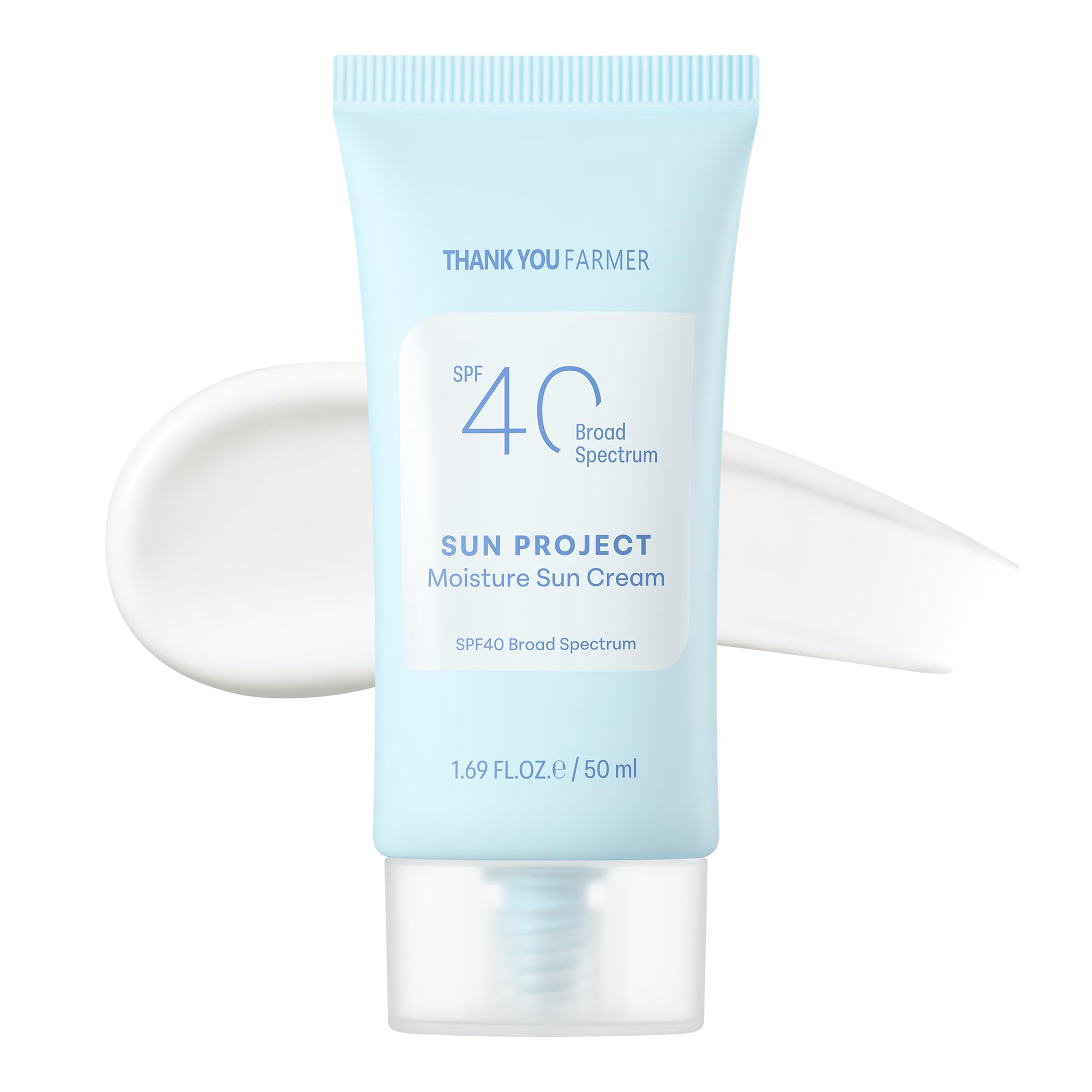THANKYOU FARMER Sun Project Moisture SPF 40 – Fragrance-Free, No White Cast, Dermatologist Tested, 50ml