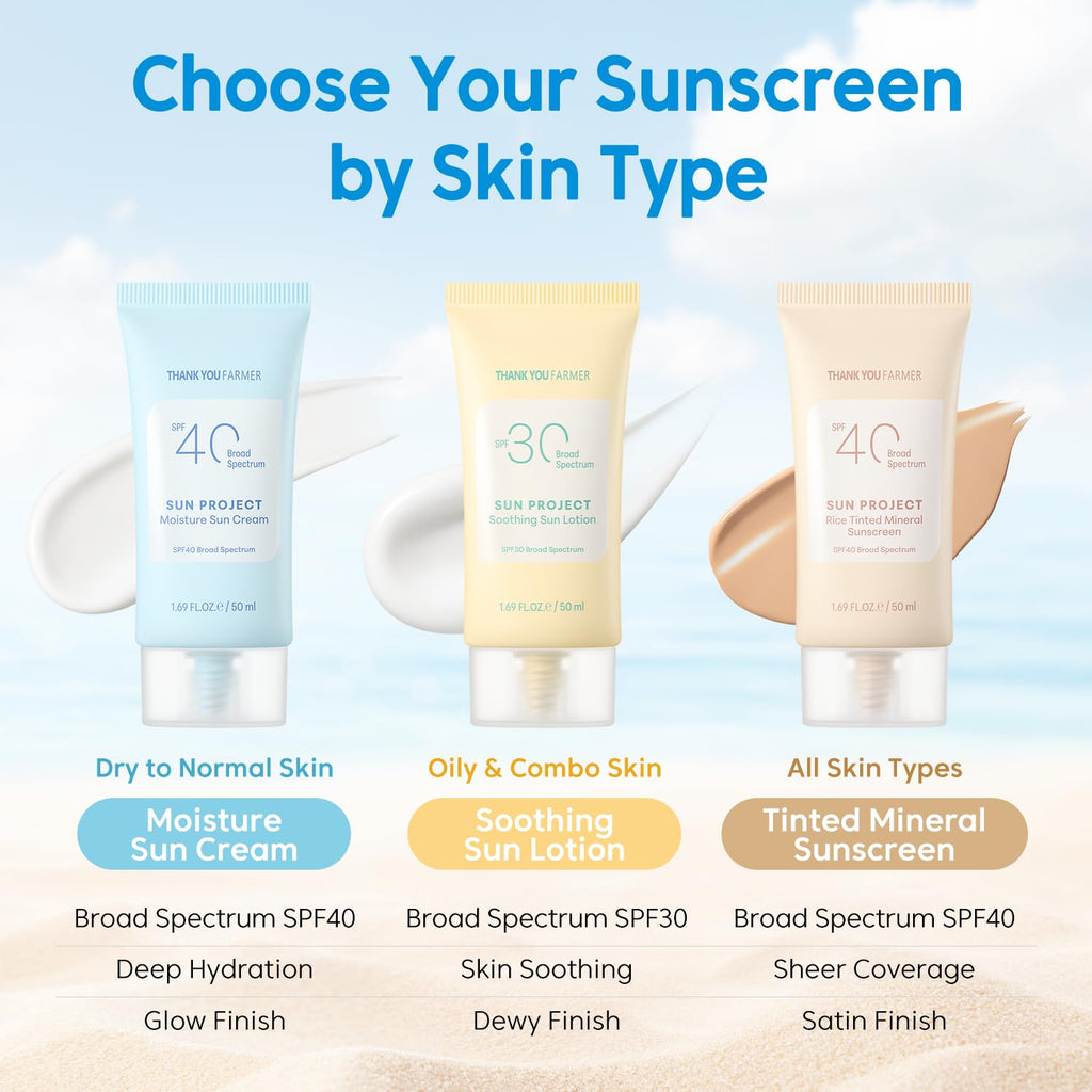 THANKYOU FARMER Sun Project Rice Tinted Mineral Sunscreen SPF40 – No White Cast, Dermatologist-Tested