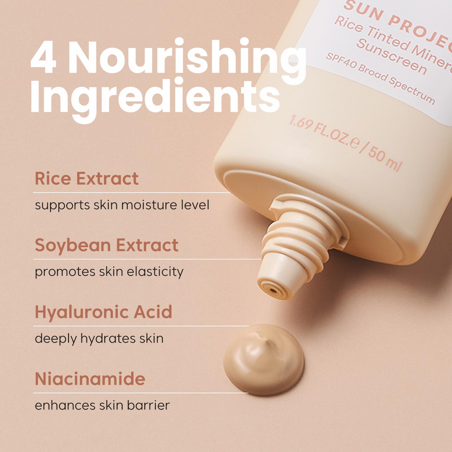 THANKYOU FARMER Sun Project Rice Tinted Mineral Sunscreen SPF40 – No White Cast, Dermatologist-Tested