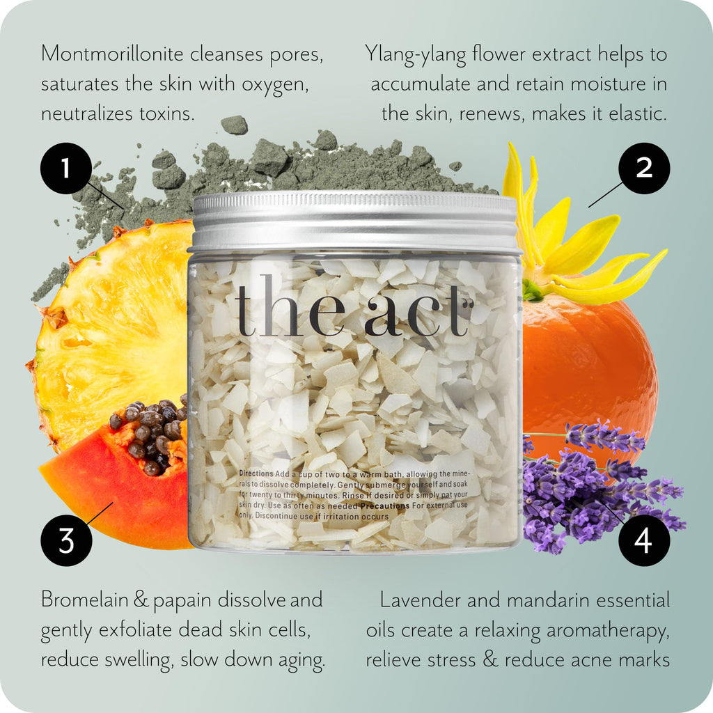 The Act Magnesium Flakes for Bath – Relaxing Aromatherapy Bath Salts with Ylang-Ylang, Lavender & Mandarin Oils