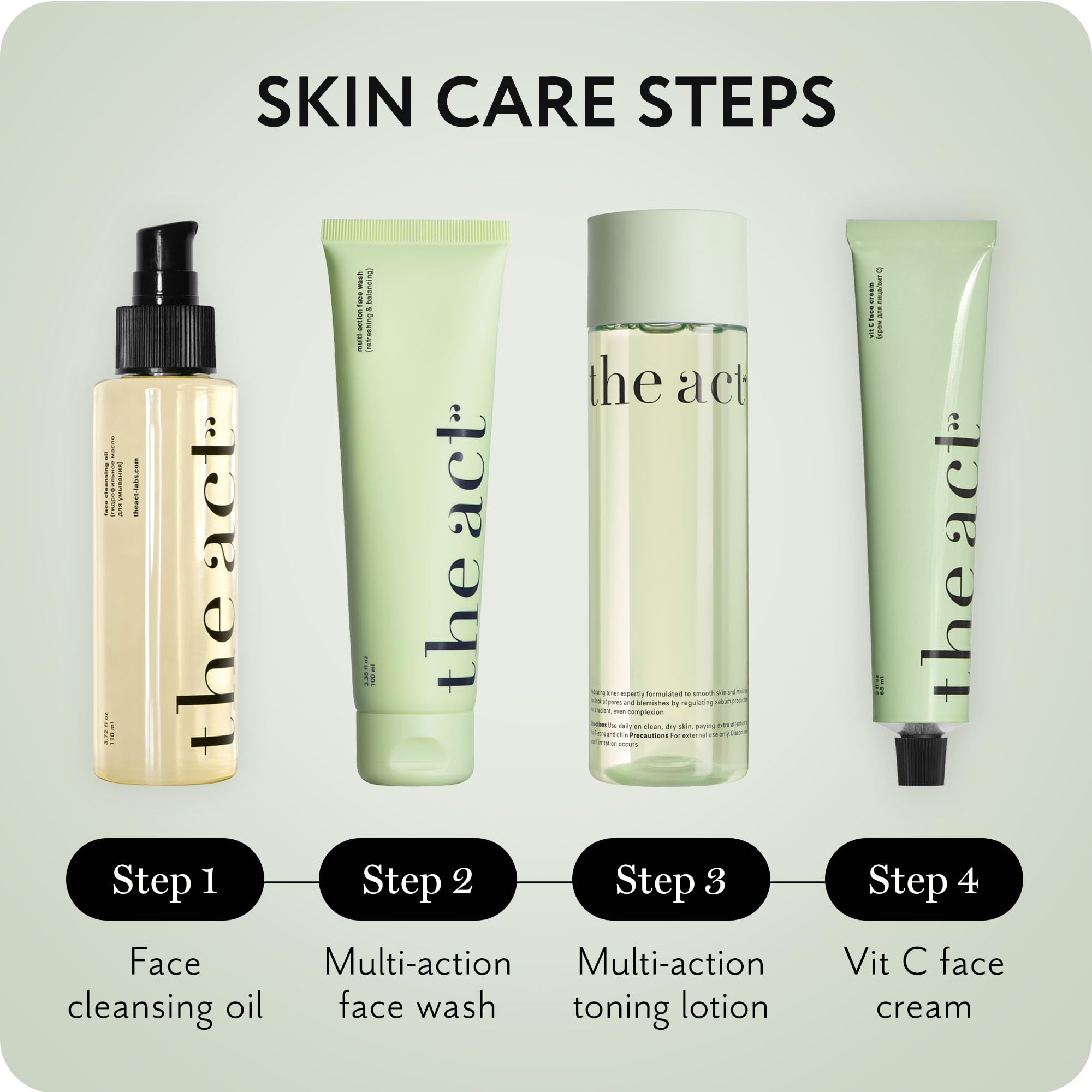 The Act Daily Face Wash – Foaming Cleanser with Niacinamide, Aloe Vera & Pine Extract | Vegan & Organic (3.38 fl oz)