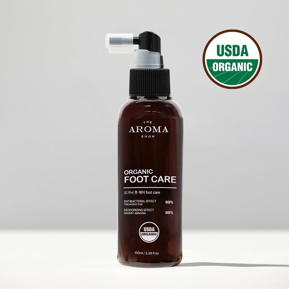 [USDA] The Aroma Shop Organic Foot Care Mist – Athlete's Foot, Ringworm & Odor, 3.38 fl oz