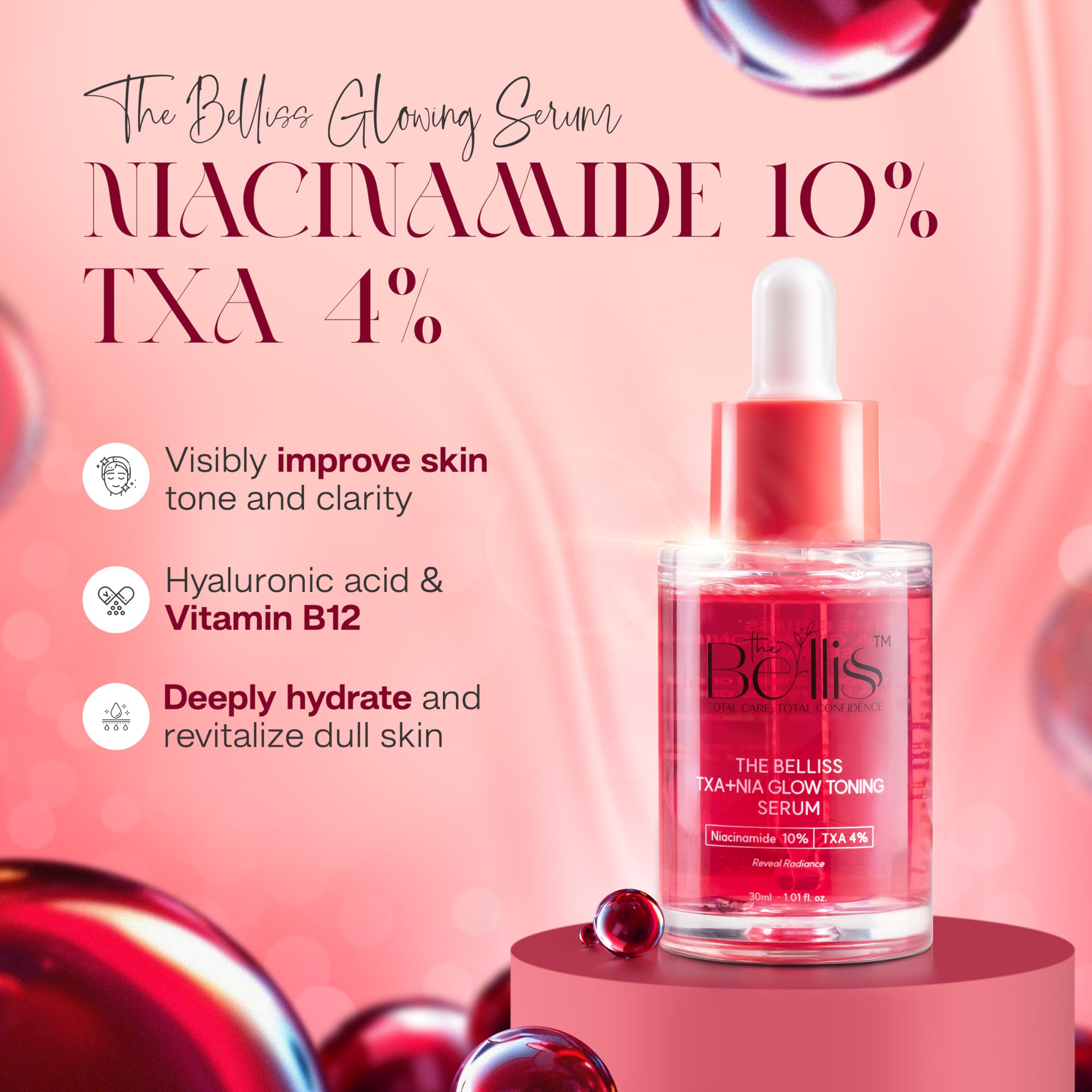 Belliss Niacinamide 10% + Tranexamic Acid 4% Serum – Brightening, Hydration & Even Tone (30ml)