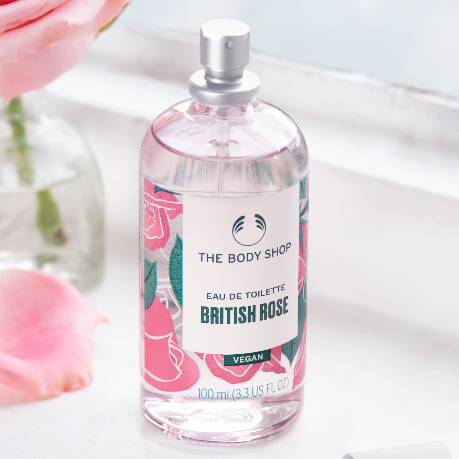 The Body Shop British Rose Eau De Toilette – Fresh Dewy Floral Scent – Vegan – 3.3 oz