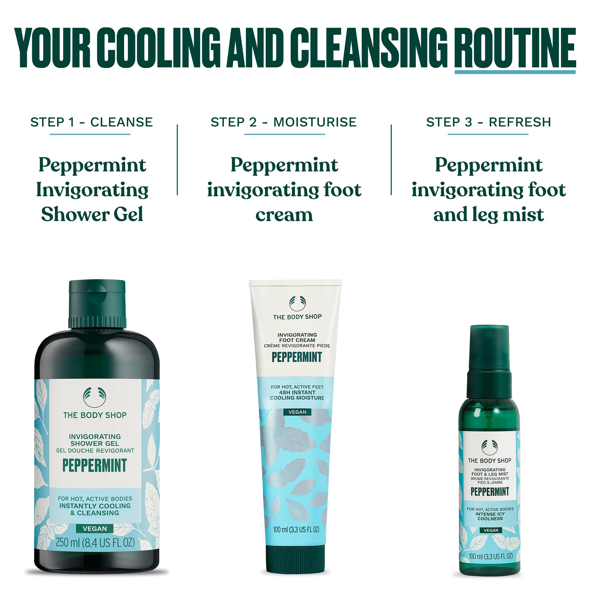 Peppermint Invigorating Foot Scrub | The Body Shop | Cooling Exfoliator for Dry Feet | 3.3 oz | Vegan